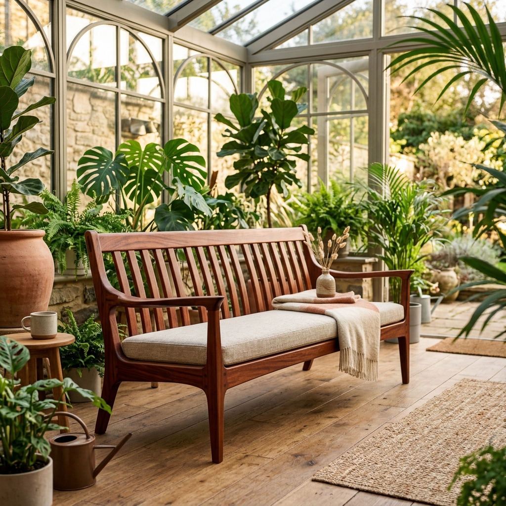 Handcrafted Mahogany Settee Bench