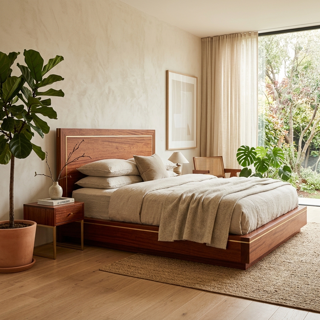 Handcrafted Mahogany Platform Bed