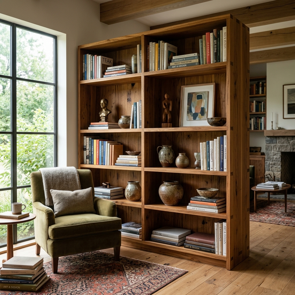 Teak Wood Bookshelf Unit